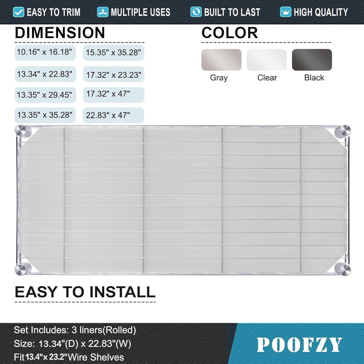 Revestimiento estante alambre 14x24" set 5 gris