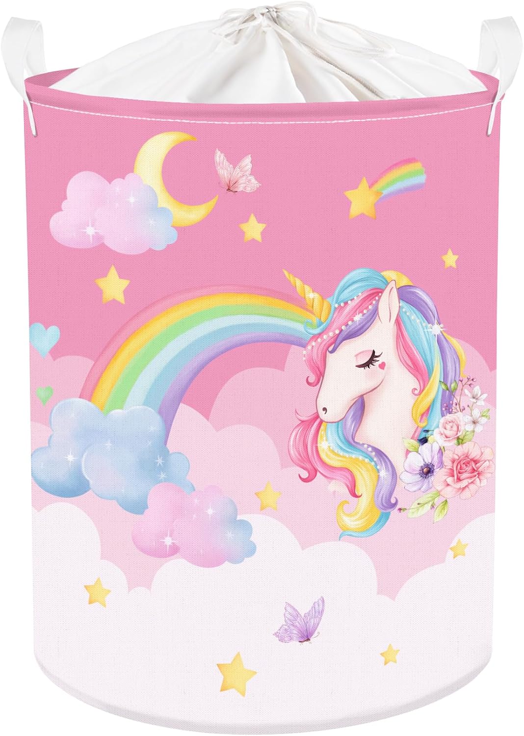 Cesta lavandería unicornio rosa 45L para niñas