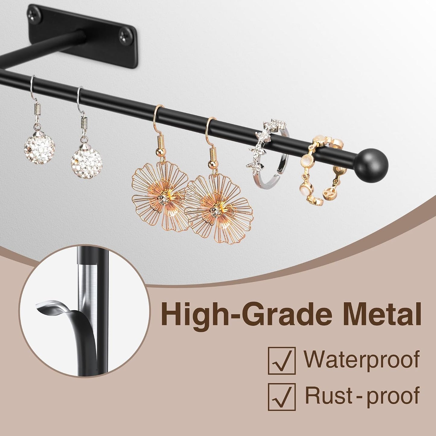 Organiz. joyas colgante pared 12.5" negro set 2