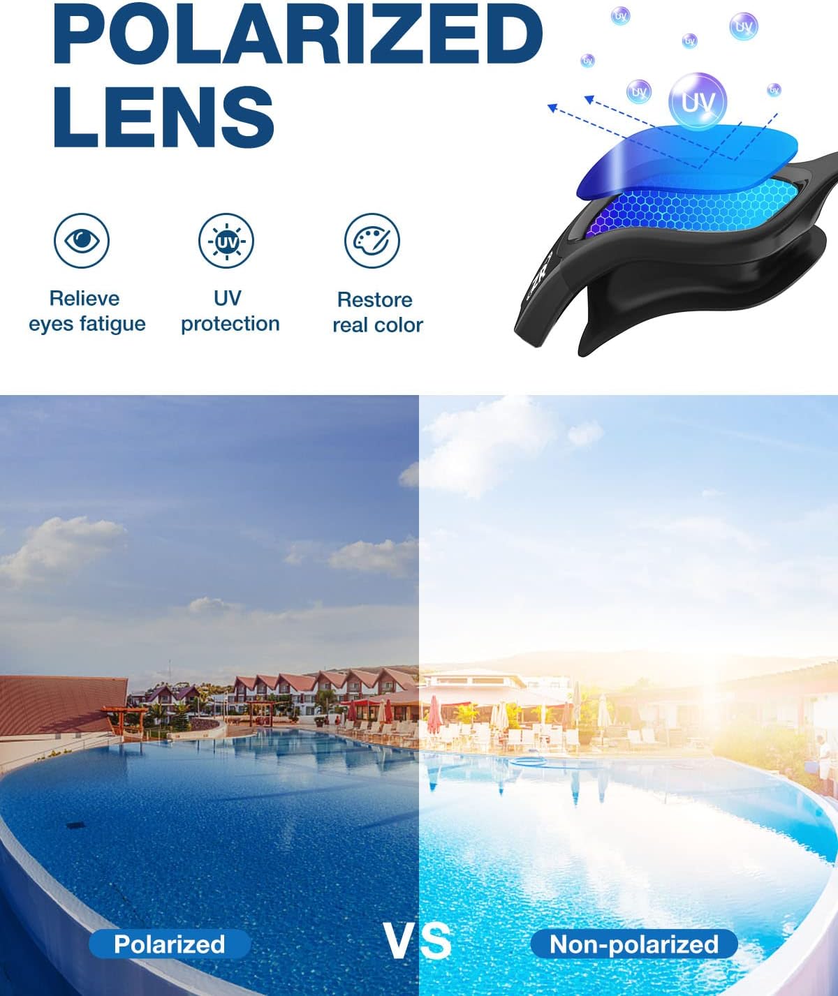 Gafas natación polarizadas unisex mujer adulta anti UV