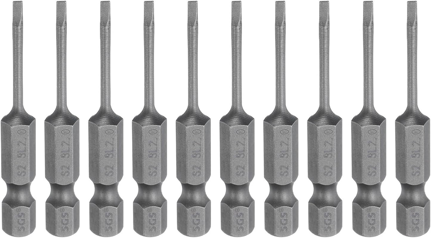 Set 10 puntas destornillador plana acero SL2 0.079pulg 1/4pulg