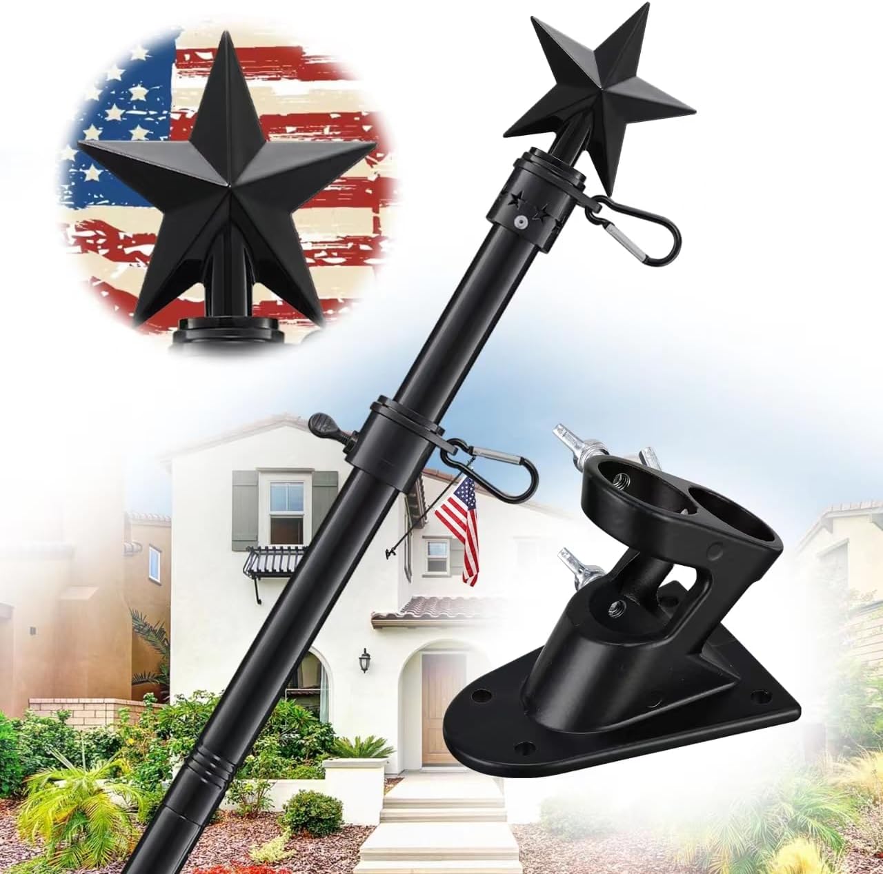 Soporte poste bandera exterior 6" resiste 3x5 y 4x6