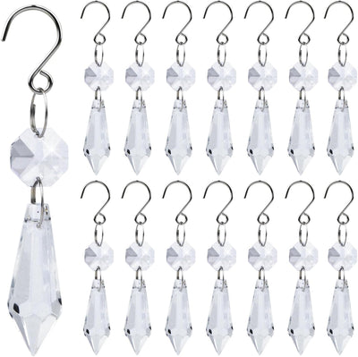 20 Pzas Candelabros Cristal Prismas Colgantes con Ganchos