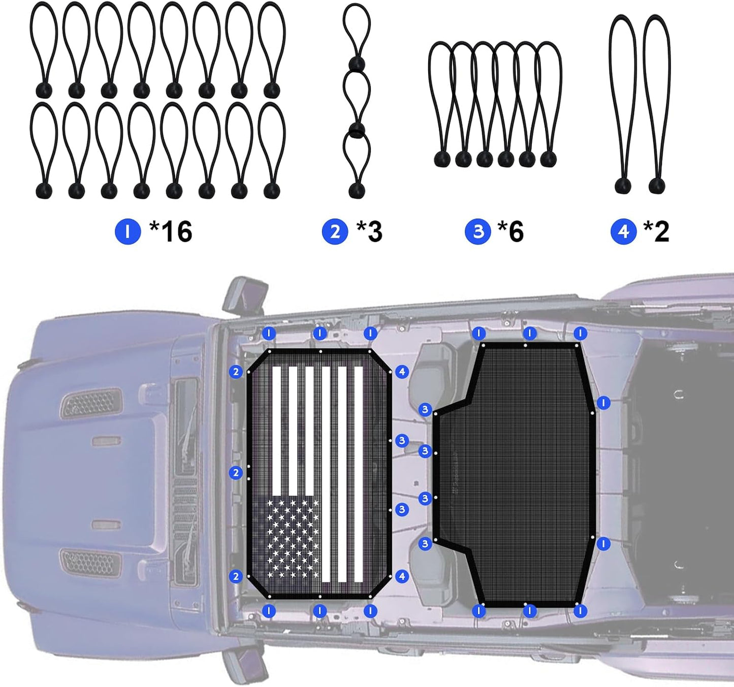 Parasol malla Jeep JK Unlimited 07-18 4 puertas negro