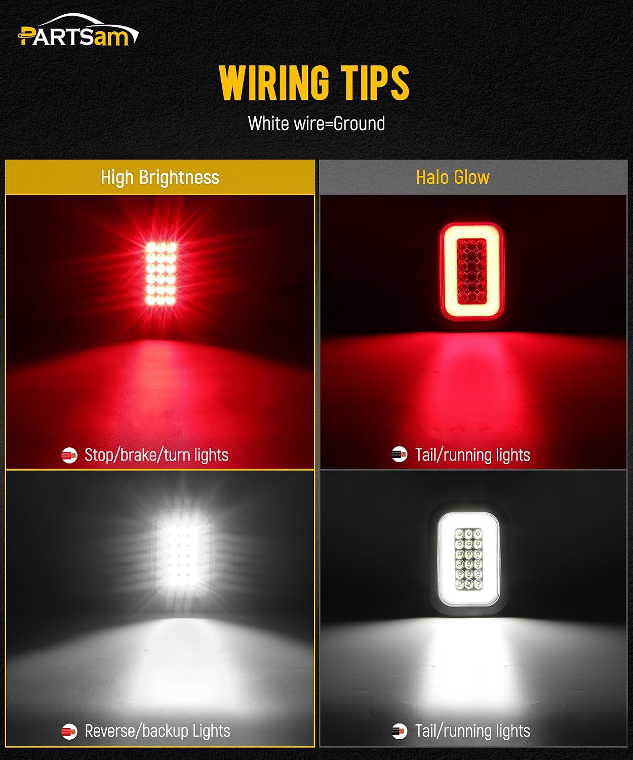 Kit 42 luces LED traseras camión 5x3pulg con ojales