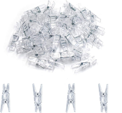 128 Clips Transparentes Plástico para Fotos y Ropa
