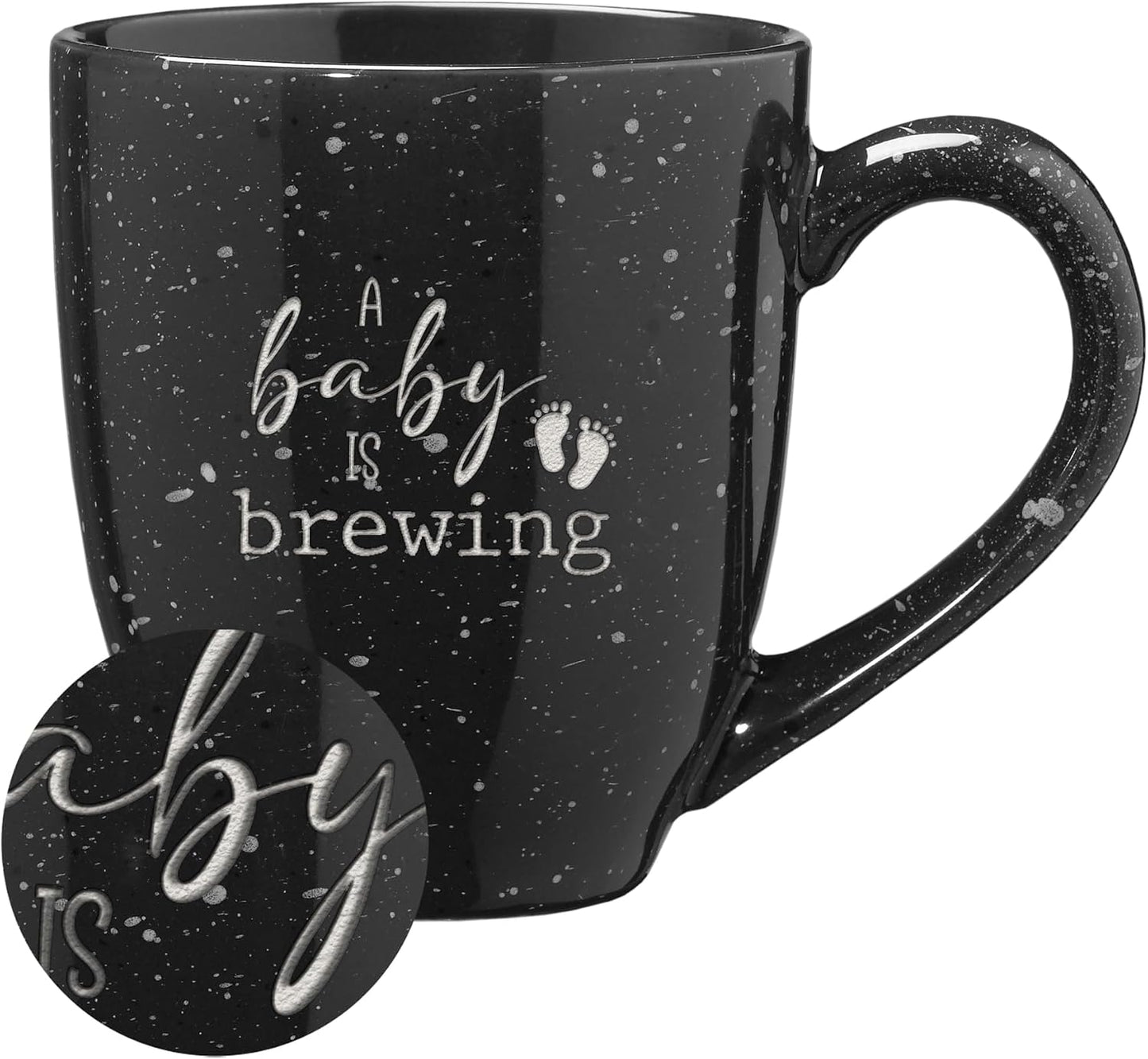Taza café cerámica moteada grabada 16oz