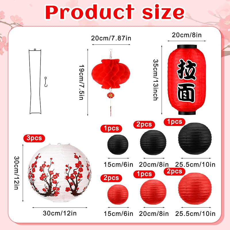 40 Linternas LED decorativas con flor de cerezo rojo