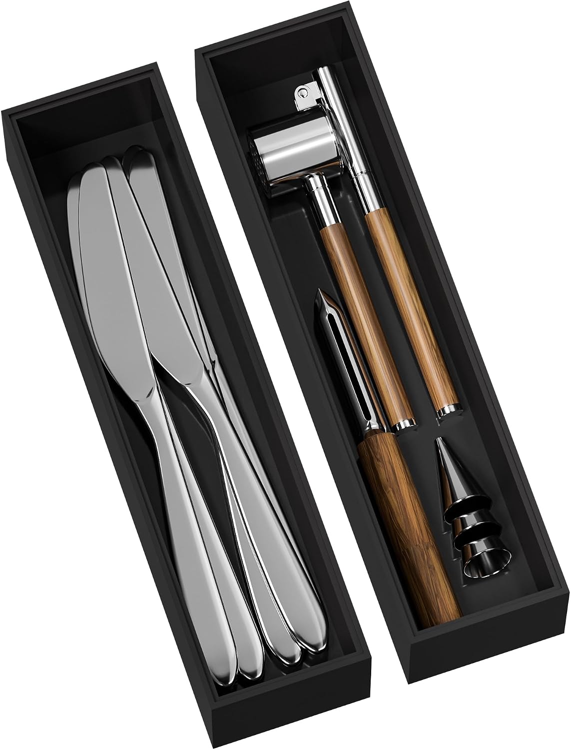 Organiz. cajones cocina bambú negro apilable cubiertos