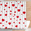 Cortina ducha San Valentín 72x72pulg con 12 ganchos corazones rojos