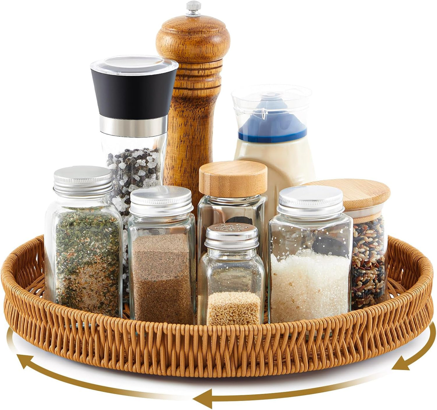 Organiz. Lazy Susan 12pulg plato giratorio ratán para cocina
