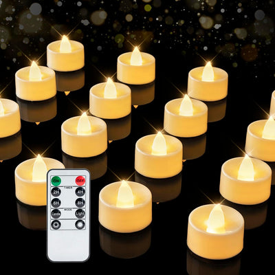 Juego 12 velas LED parpadeantes con temporizador batería