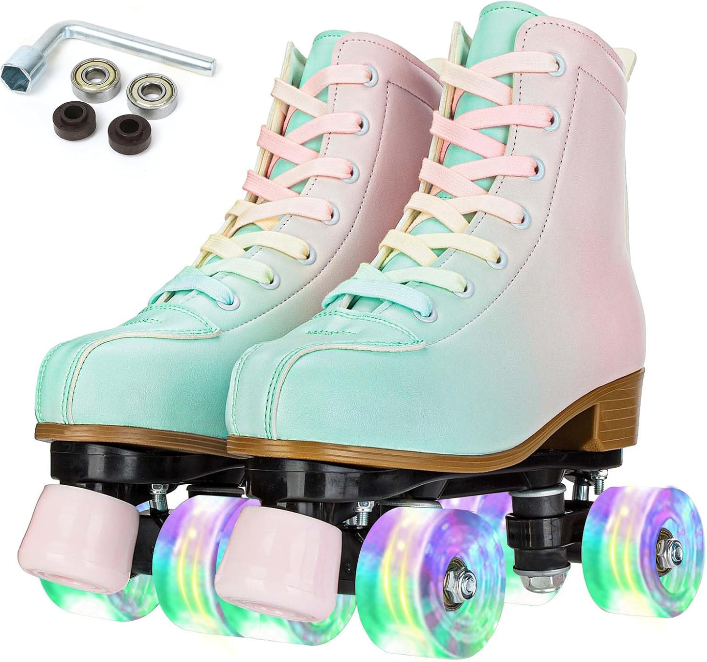 Patines niñas y mujeres con luces doble fila PU gradiente