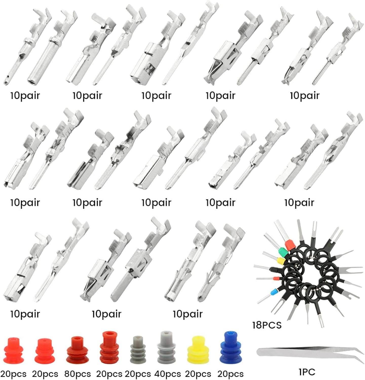 Kit 500 pzas pines conectores automóvil multicolor