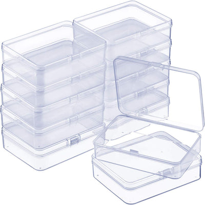12 Pzas Cajas Plástico Transparente con Tapa