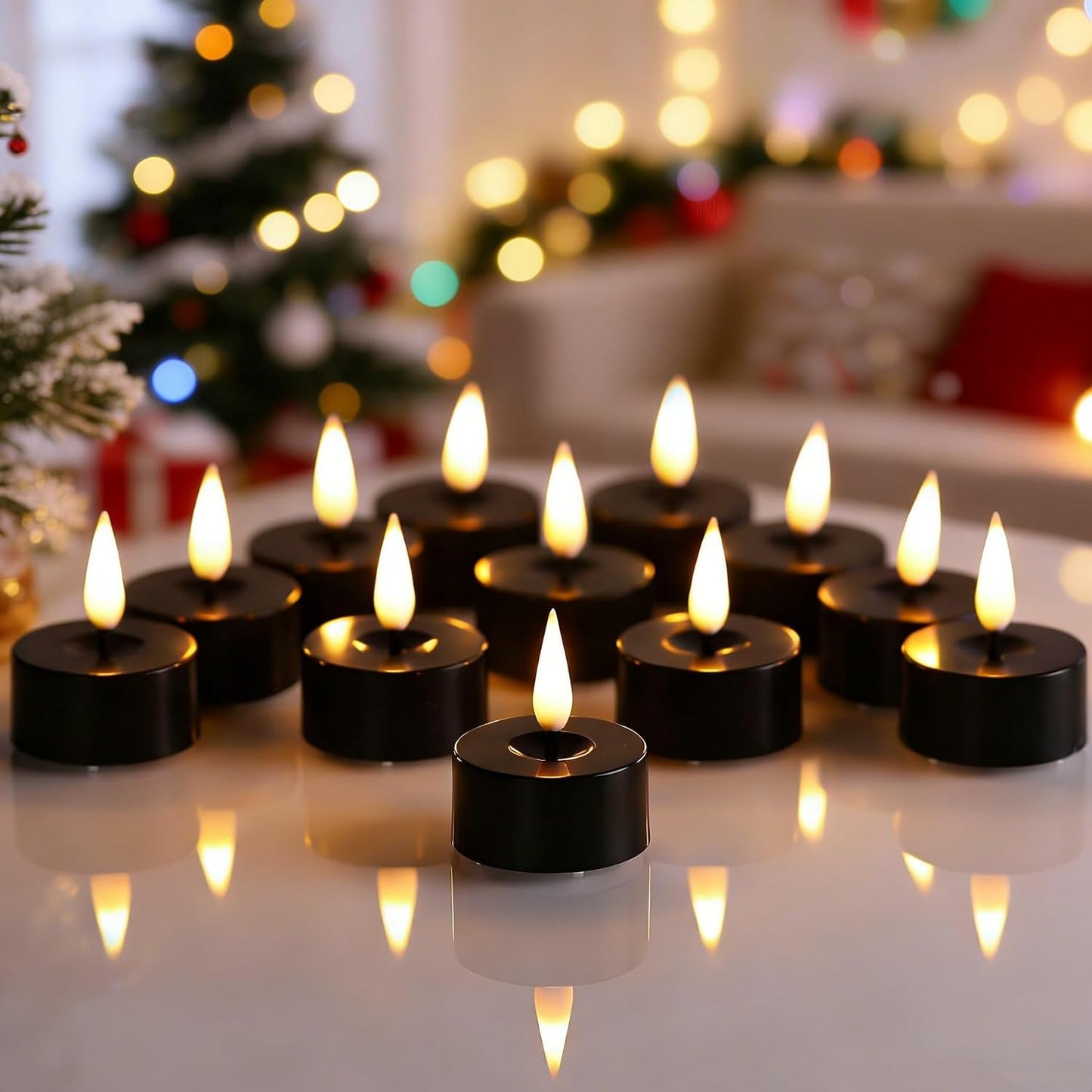 Velas LED sin llama negras temporizador set 12