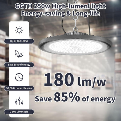 6 Luces LED UFO 250W 5000K enchufe EE.UU. IP65