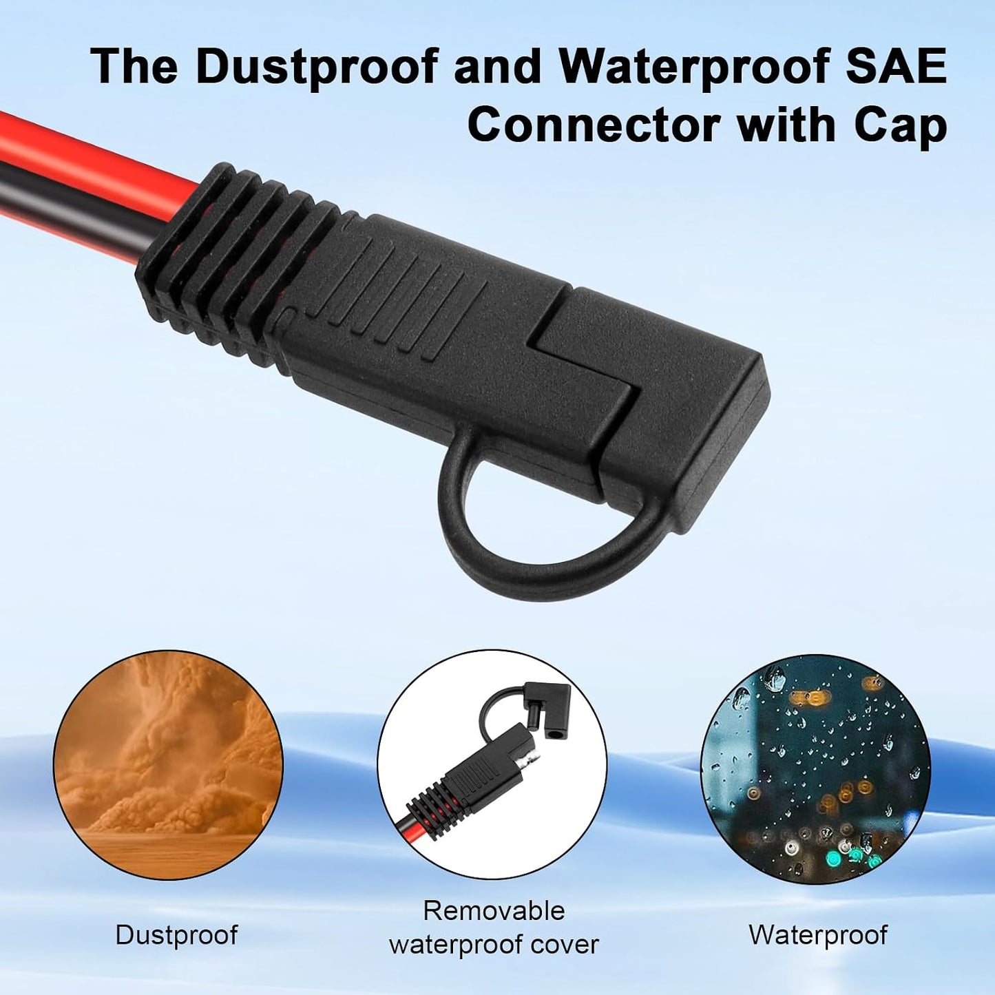 Cable conector SAE a panel solar 10AWG 30ft cobre estañado