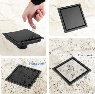 Rejilla drenaje ducha 6pulg acero inox negro mate