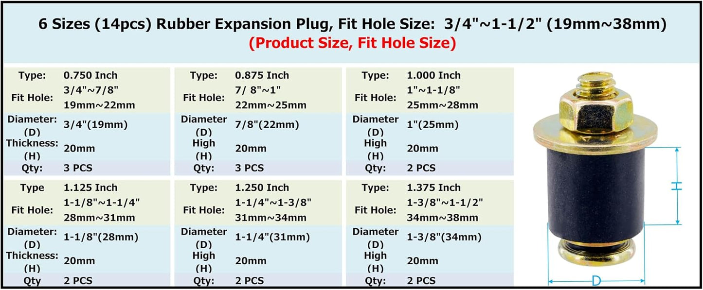Enchufe goma neopreno 3/4-1-3/8" tapón congelar