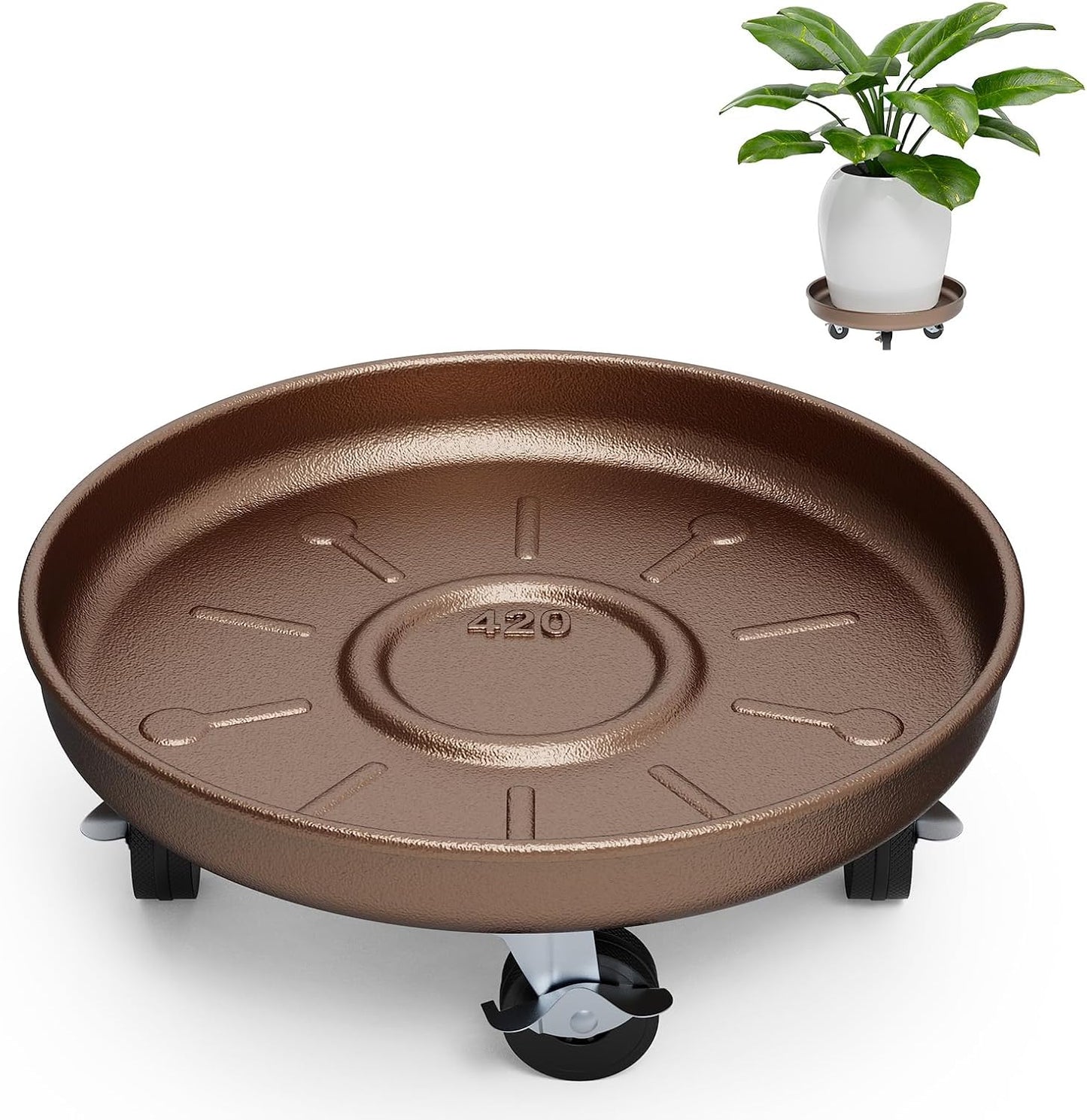 Soporte plantas con ruedas metal resistente 420