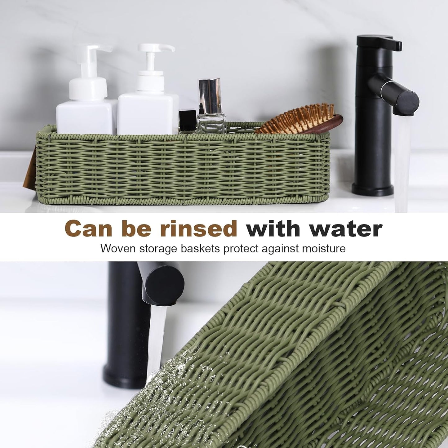 Cesta mimbre decorativa para encimera y estantes