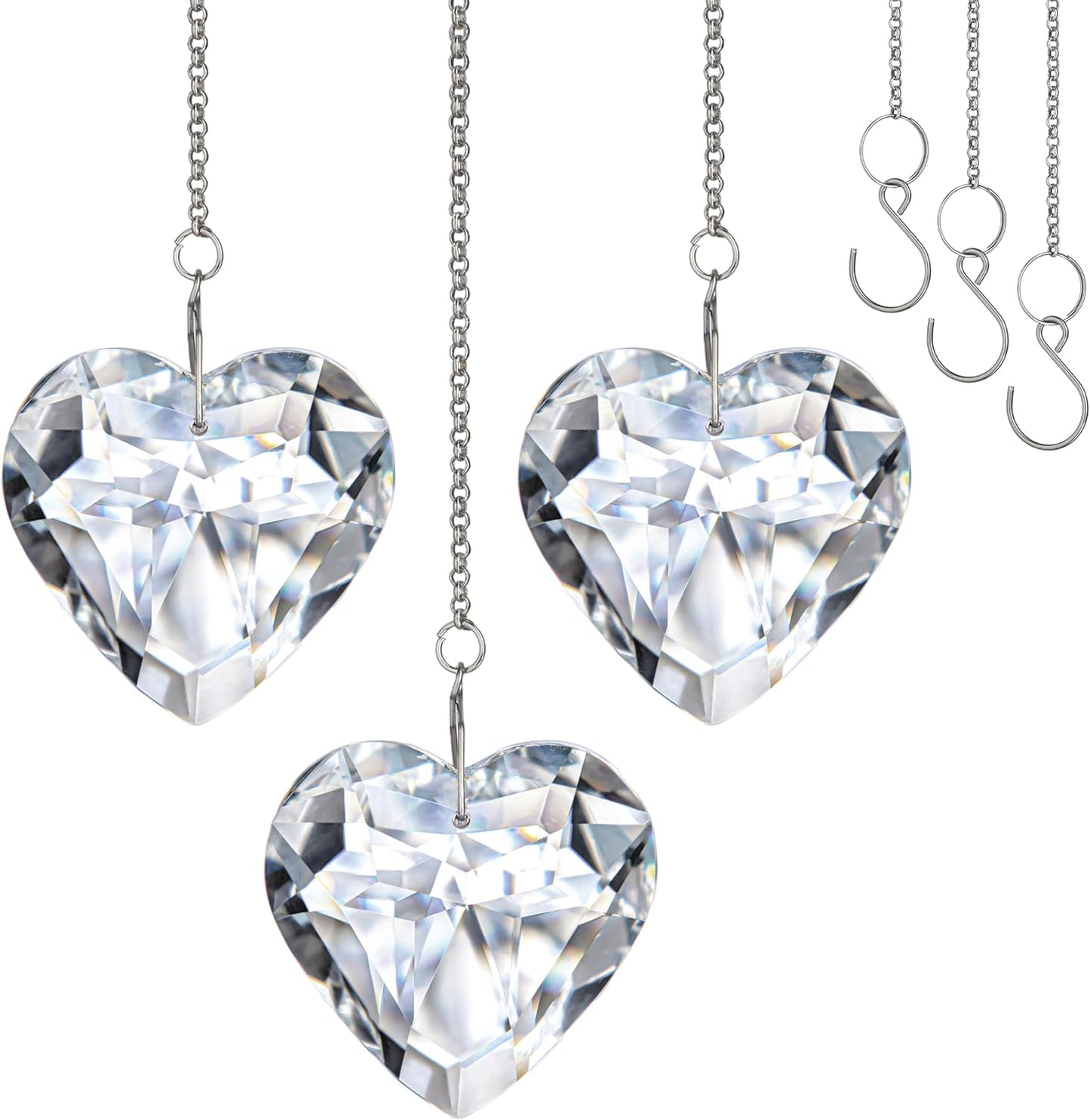 3 Pzas Atrapasoles Cristal Corazón 1.97pulg Colgante Arco Iris