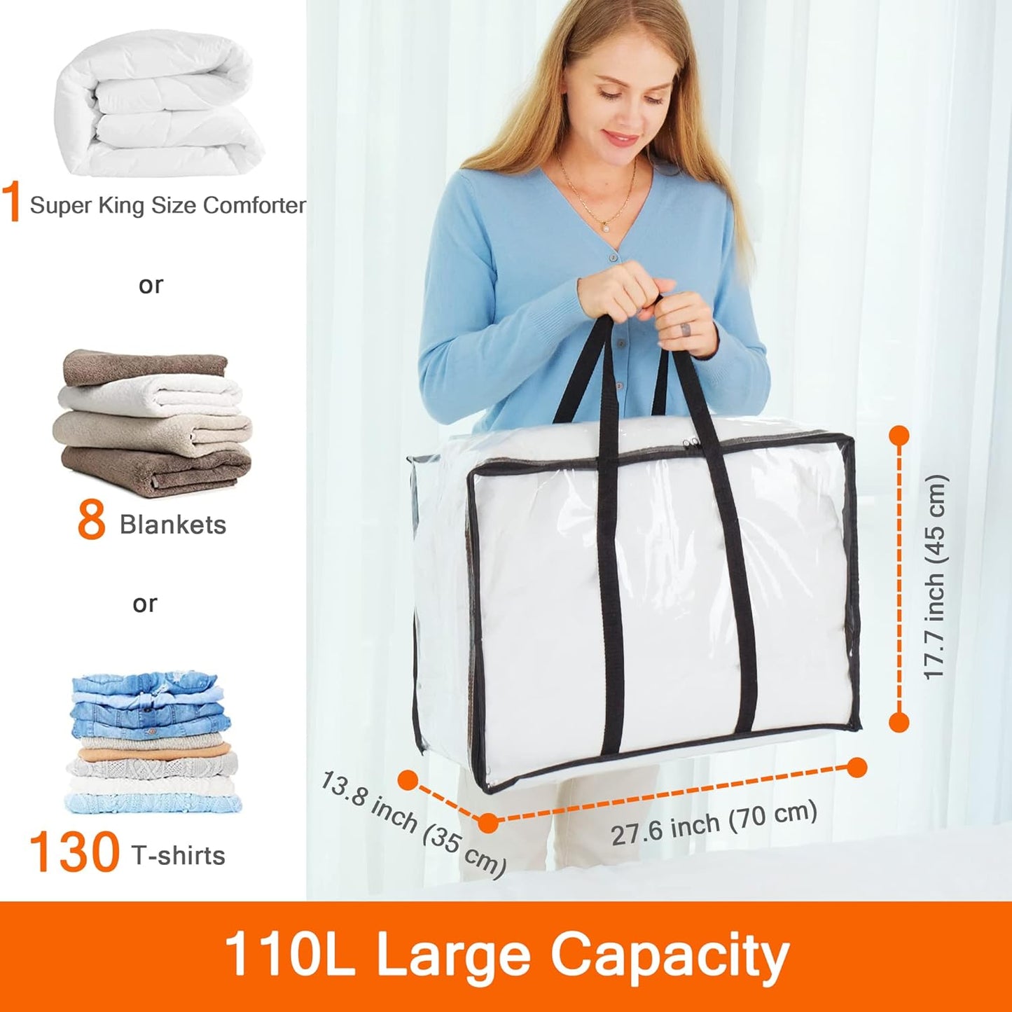 Bolsas almacenamiento transparentes agarradera grande