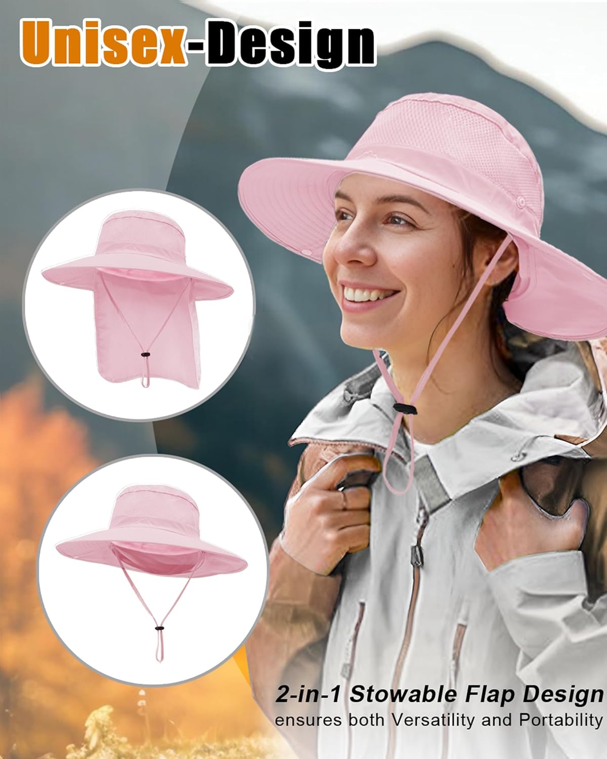 Sombrero ala ancha UPF 50 para hombres y mujeres plegable