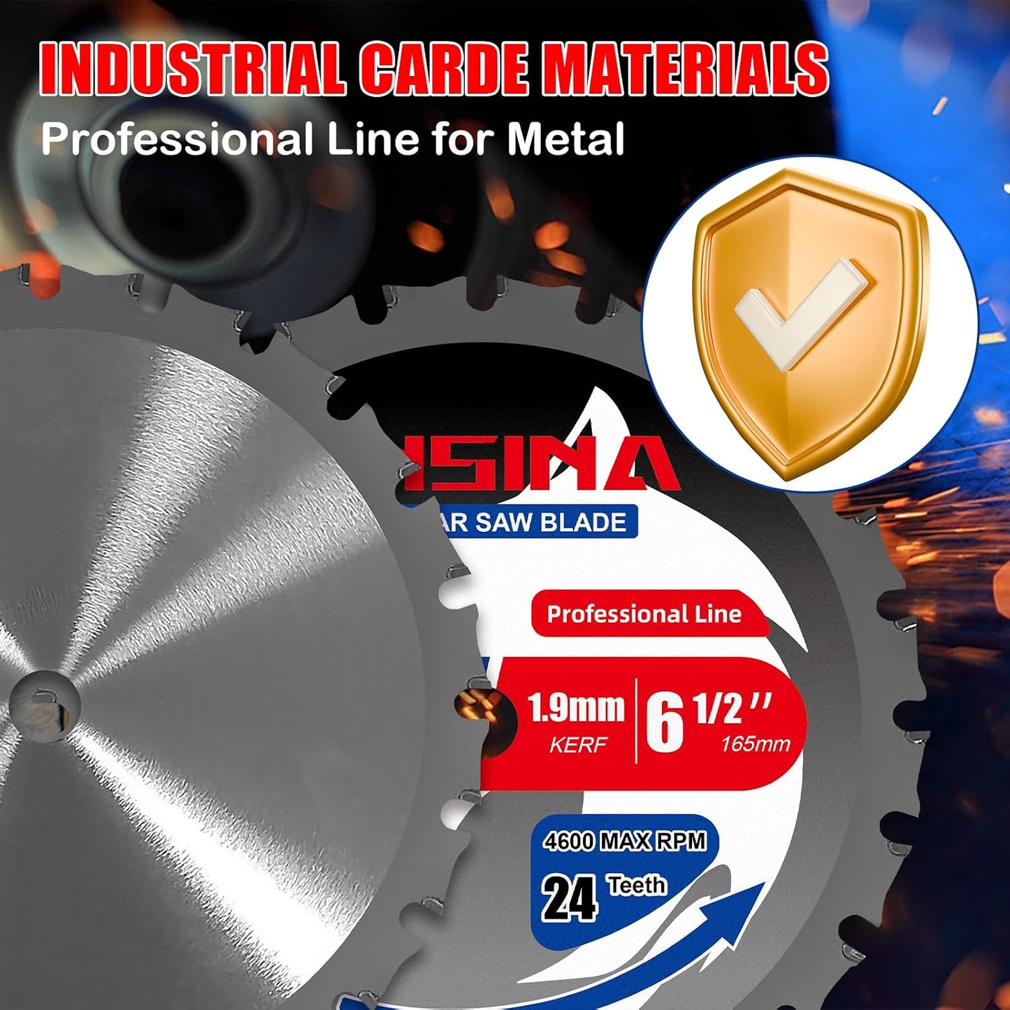 Hoja sierra circular 6-1/2pulg TCT 24T eje 5/8pulg metal