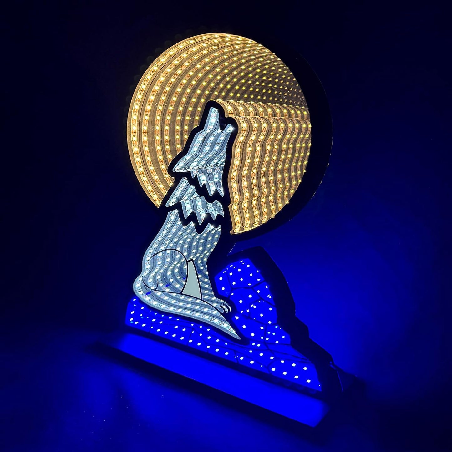 Luz nocturna espejo infinito lobo para niños