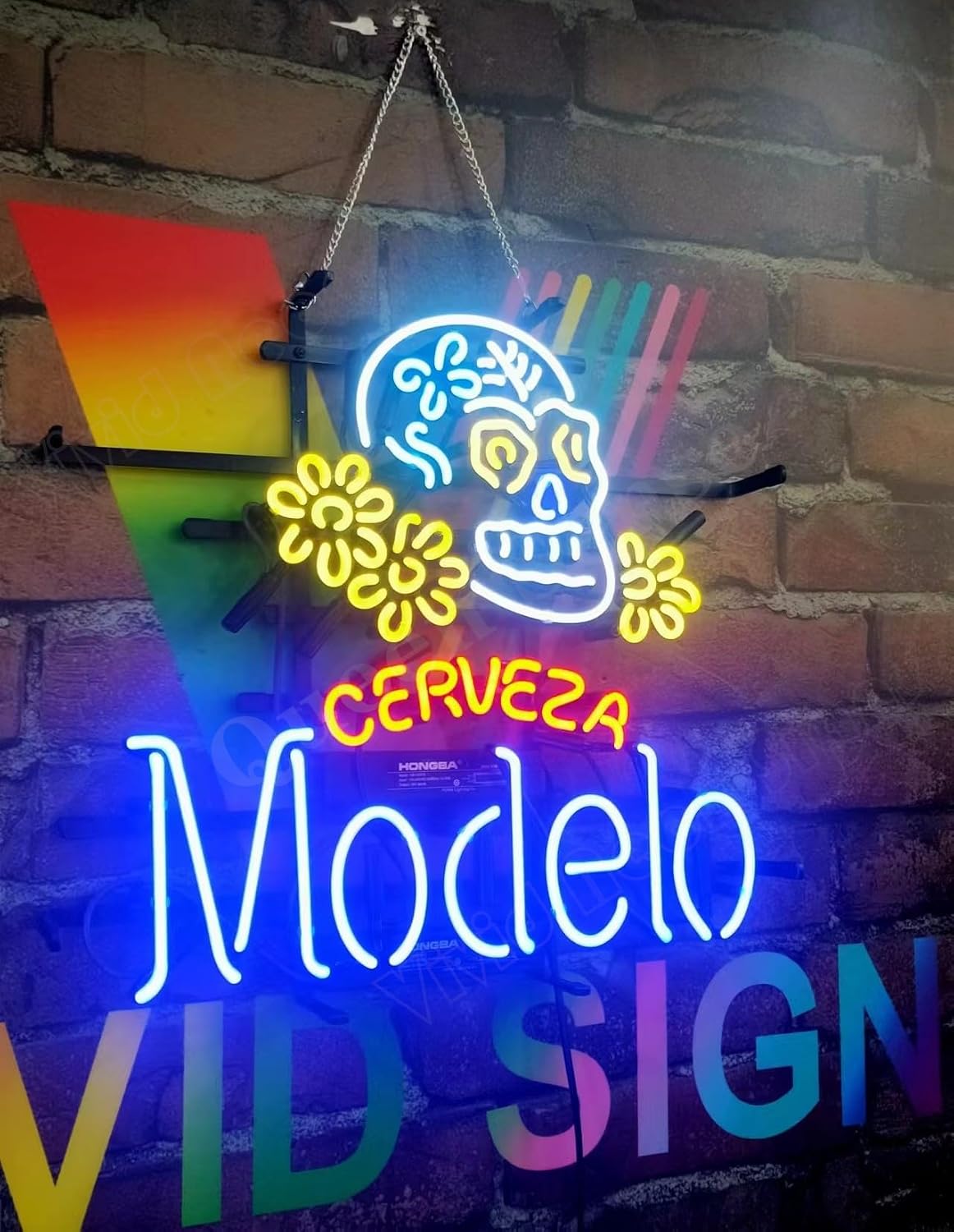 Lámpara cerveza artesanal 20x16 pulg con calavera