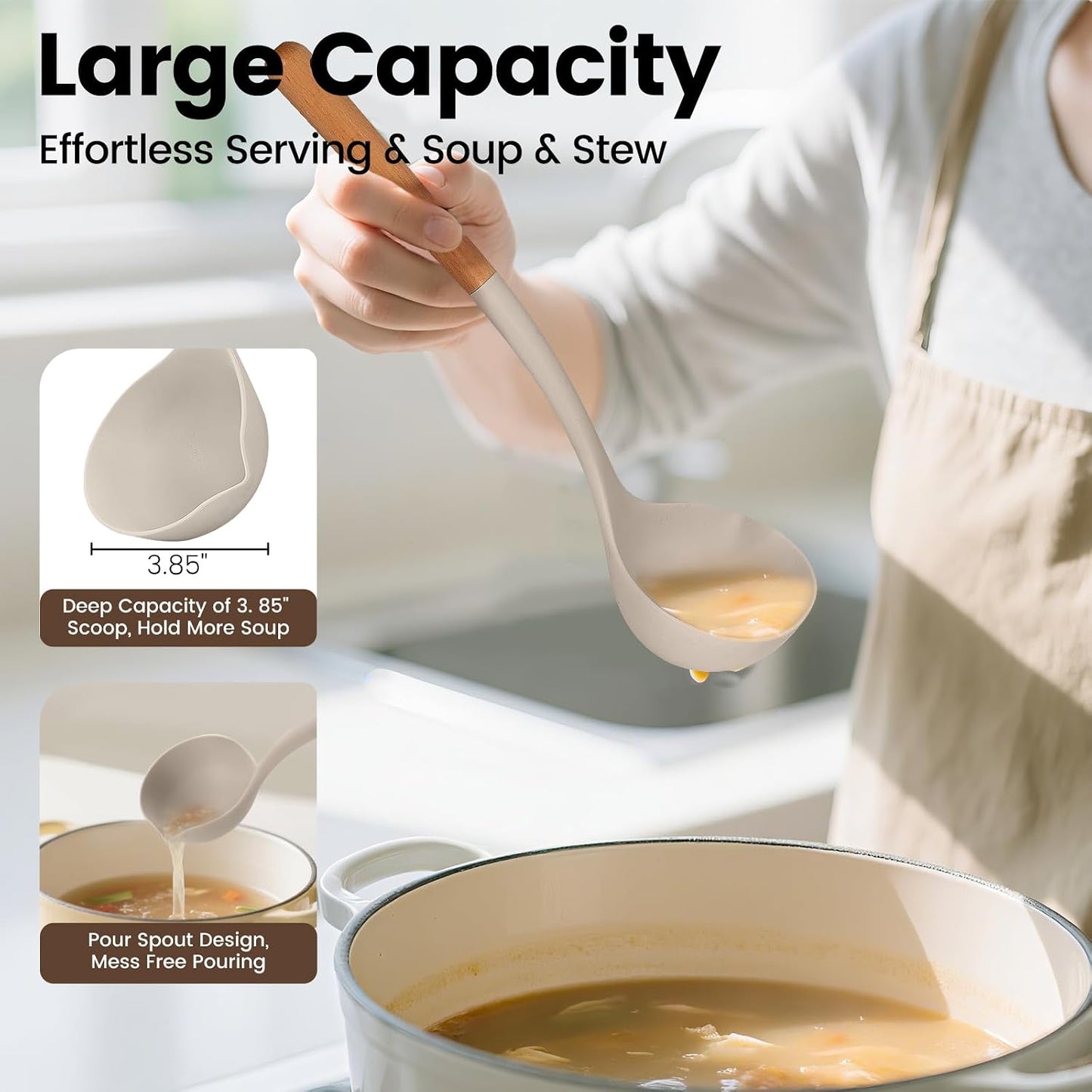 Cucharón silicona set cucharas cocina pasta antiadherente