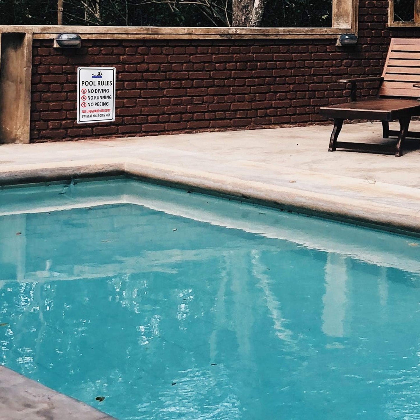 Letrero seguridad piscina aluminio reglas natación