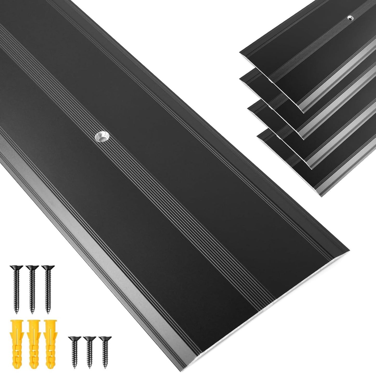 Tira transición piso aluminio puerta metal negro 36x4pulg