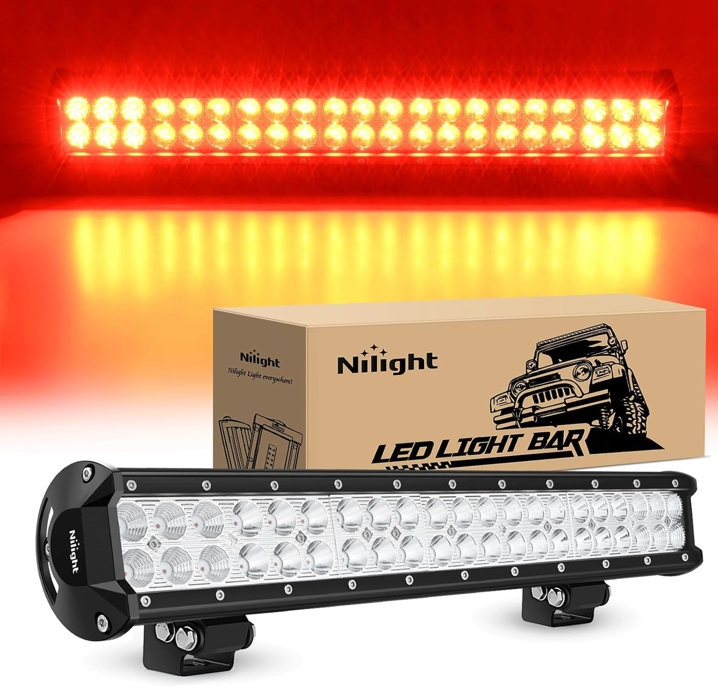 Barra LED 20" 126W haz rojo para pesca caza camiones