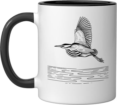 Taza cerámica American Bittern Line Art para observador de aves negro/blanco