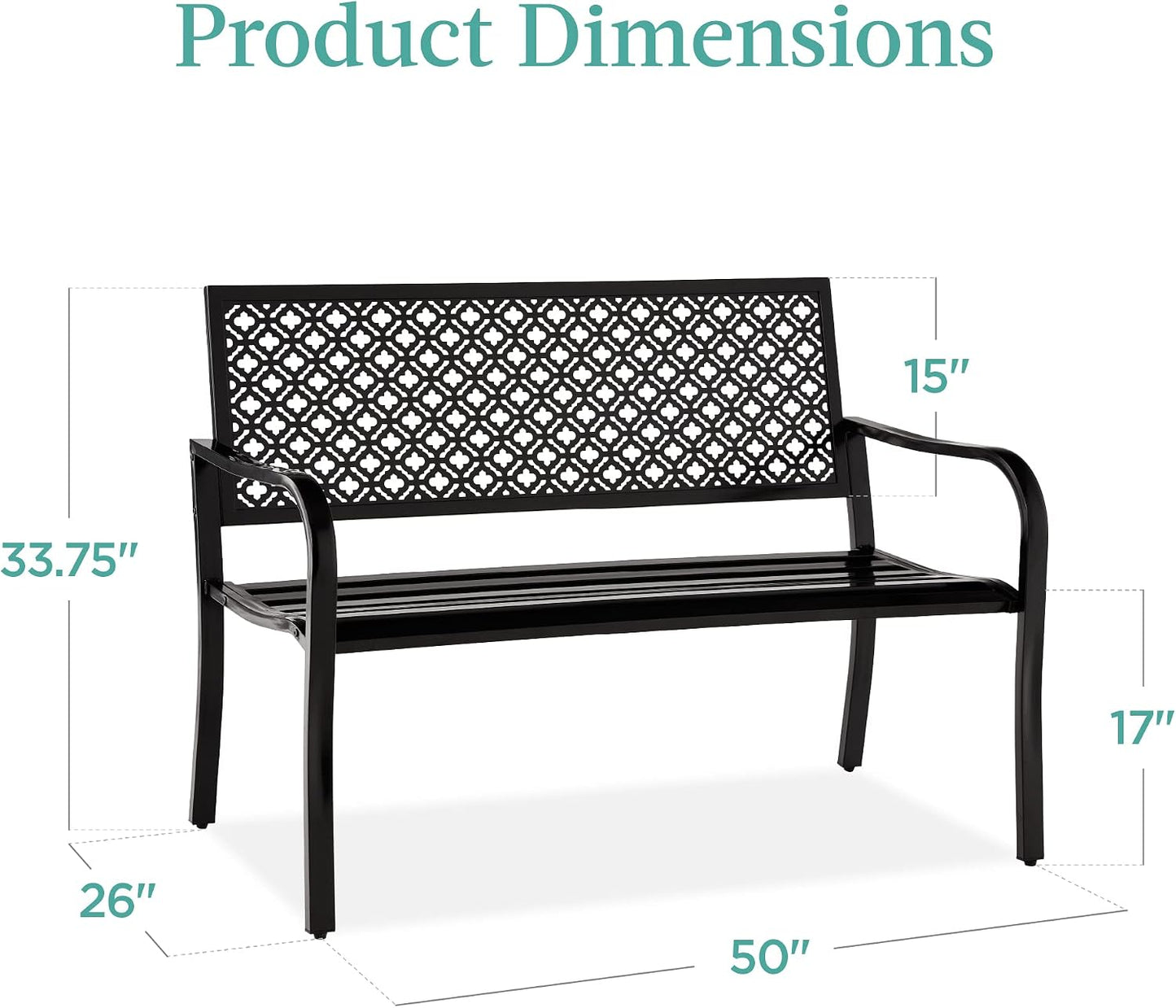 Banco al aire libre para 2 personas acero negro 790lb