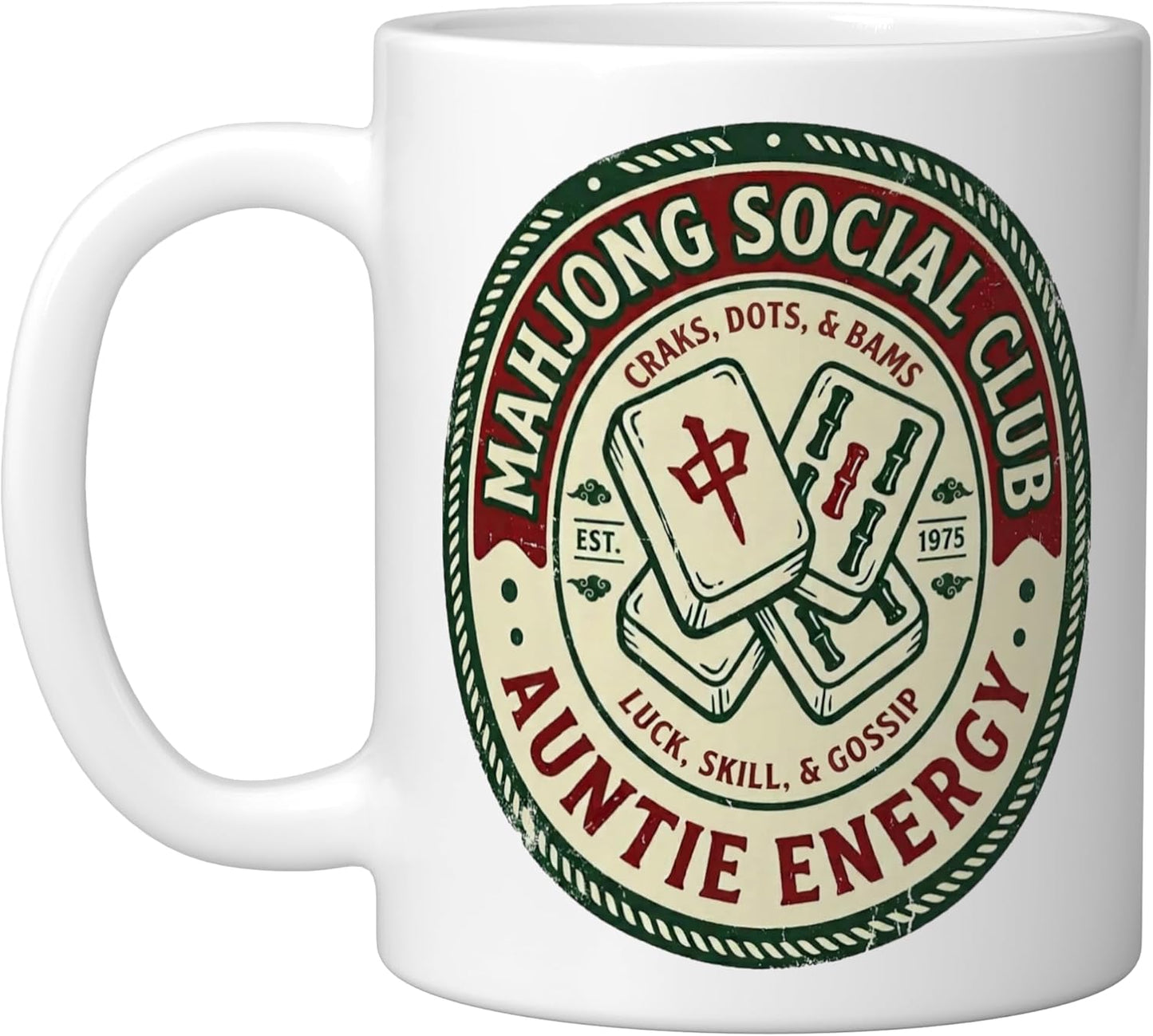 Taza Cerámica Mahjong Social Club con Estilo Dots Bams