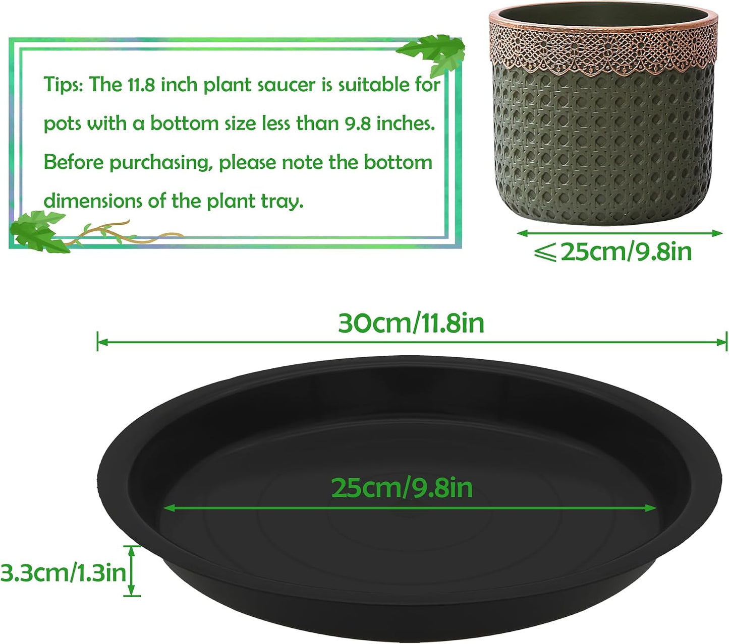 12 Pzas Platillos Redondos 12" para Plantas y Exteriores
