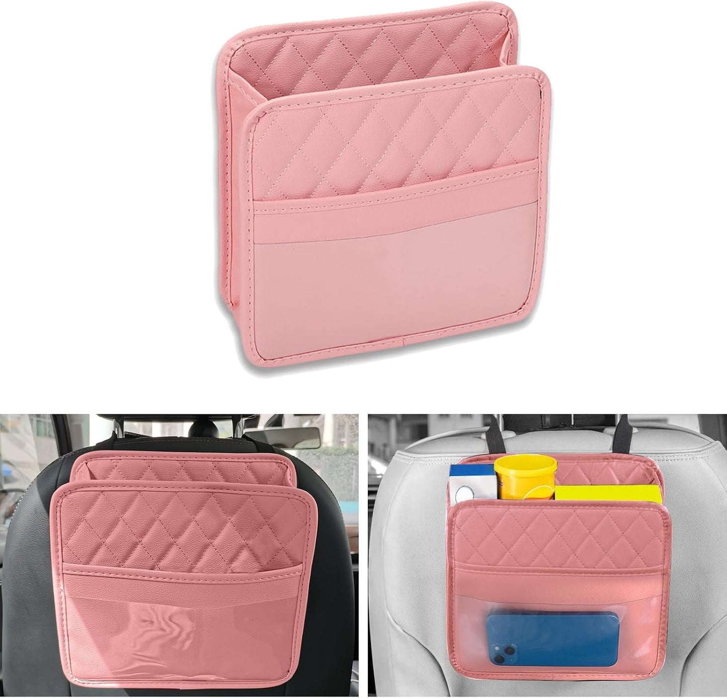 Organiz. asiento trasero con bolsillos de piel sintética