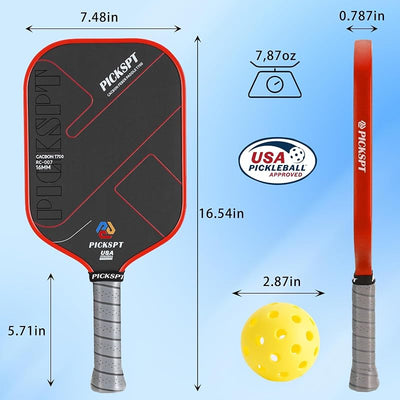 Pala Pickleball Fibra Carbono Núcleo Polipropileno 7.8-8oz
