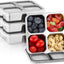 4 Cajas Bento Acero Inox con Tapas para Almuerzo