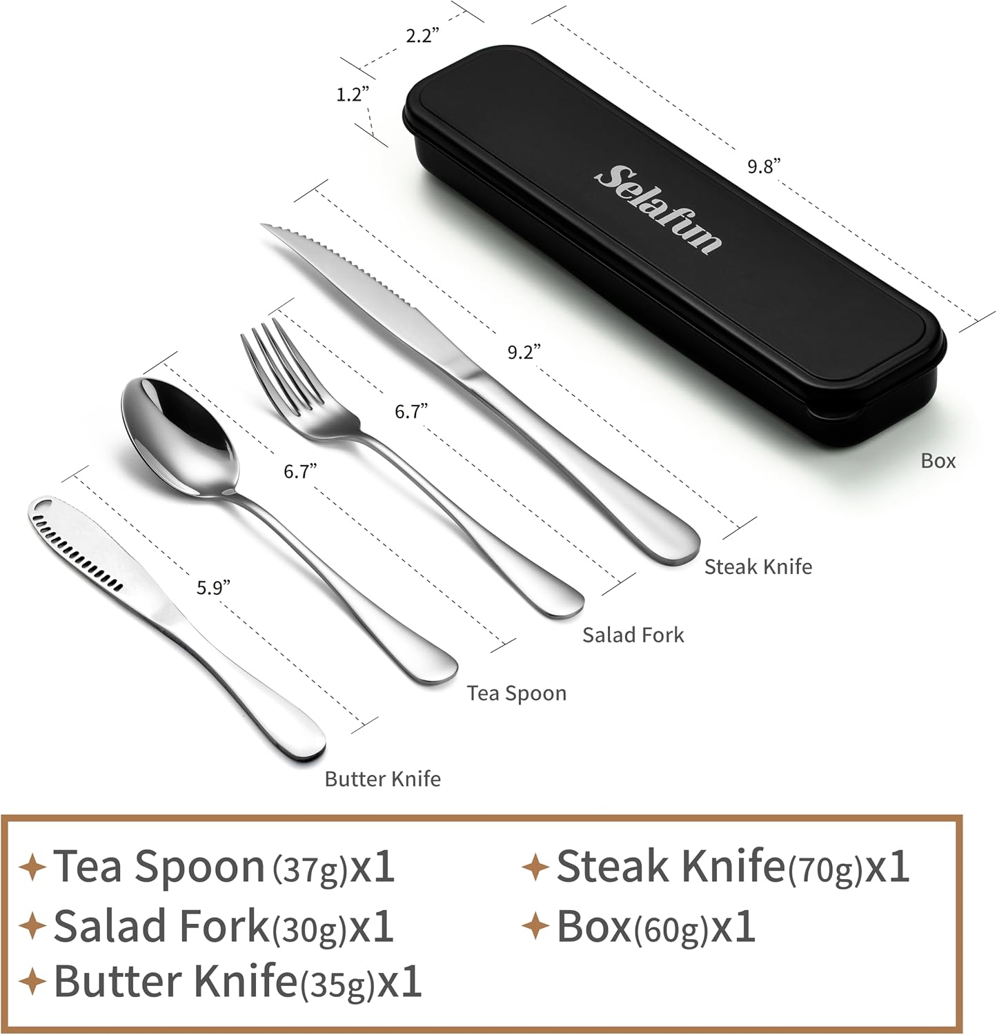 Set 5 Pzas Cubiertos Acero Inox Reutilizables Viaje