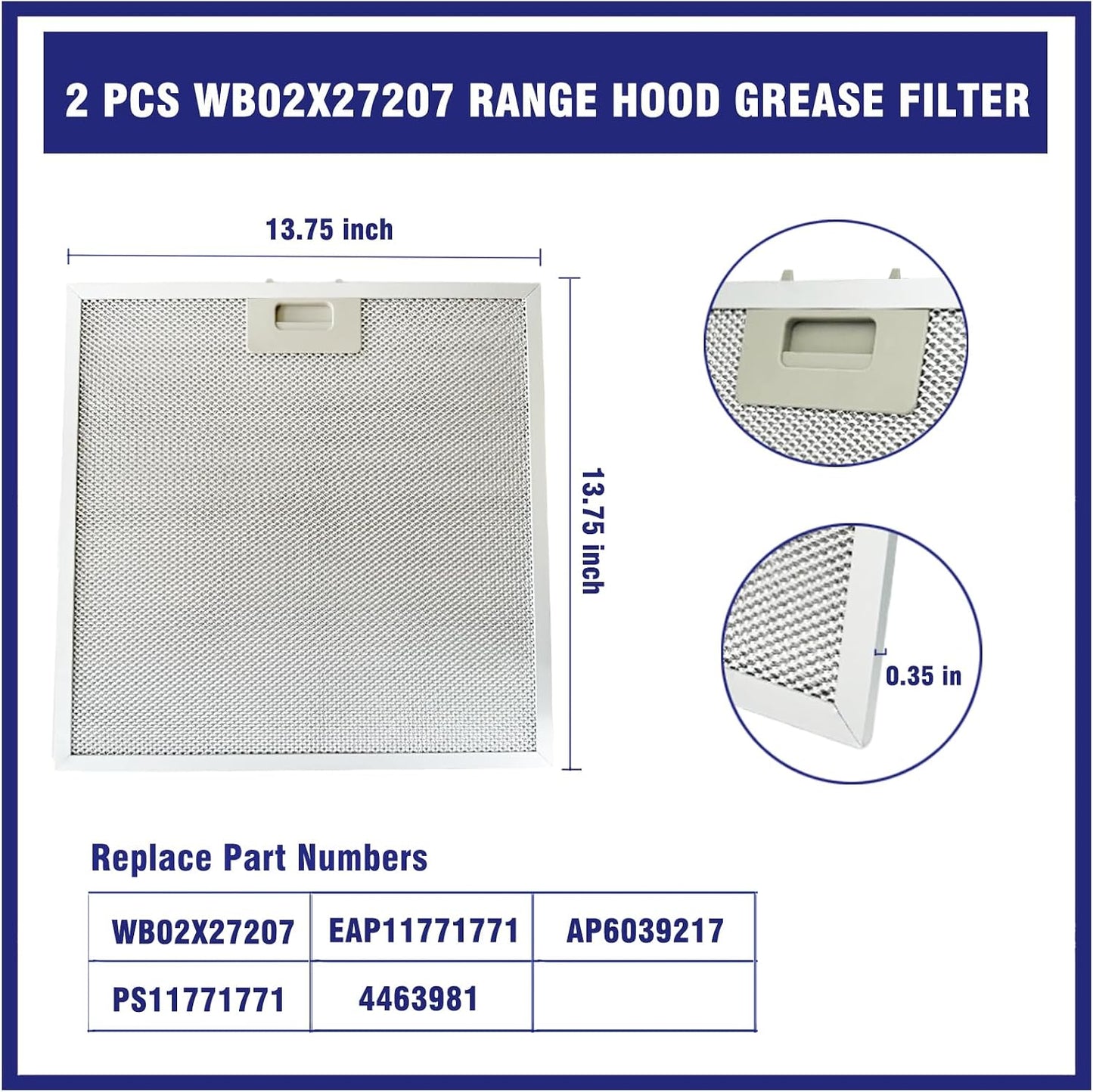 2 Pzas Filtro grasa campana GE JVX5300 32x13.75