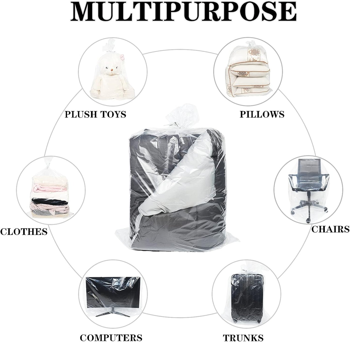 5 Bolsas Almacenamiento Plástico 32x42" A prueba Polvo