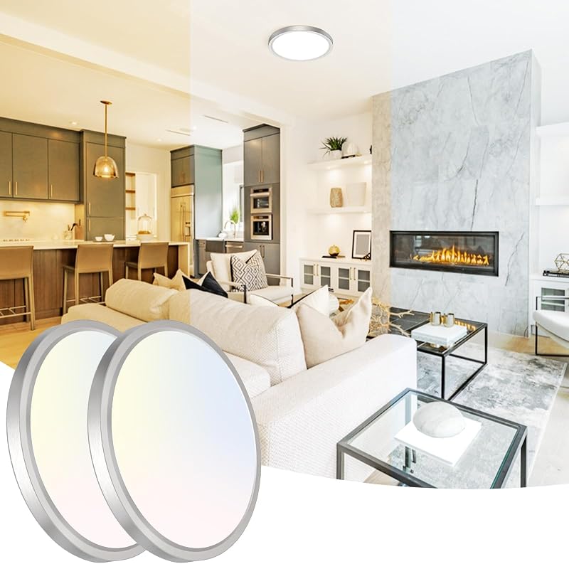 2 Lámpara techo LED 7" níquel ajustable 3000-6500K