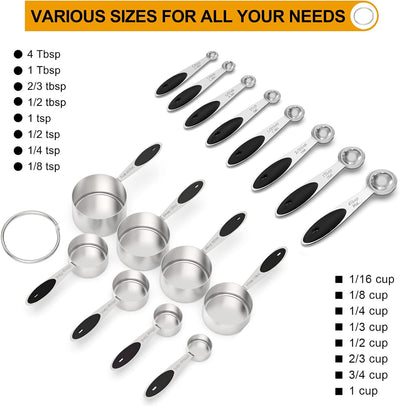 Set 21 Pzas Tazas y Cucharas Acero Inox 8 Tazas 5 Mini