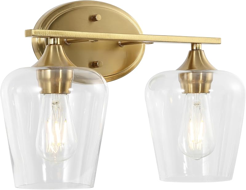 Luz de vanidad LED 15.75" hierro vidrio rústico dorado