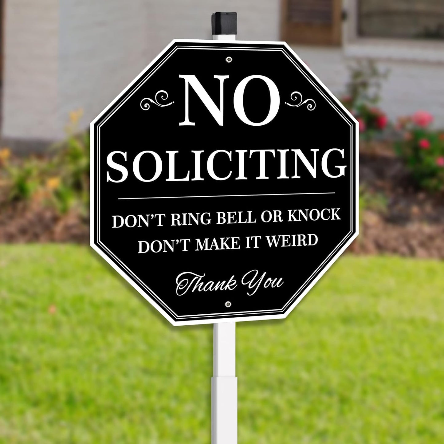 Cartel No Solicitar Casa y Patio 10x28" metal negro